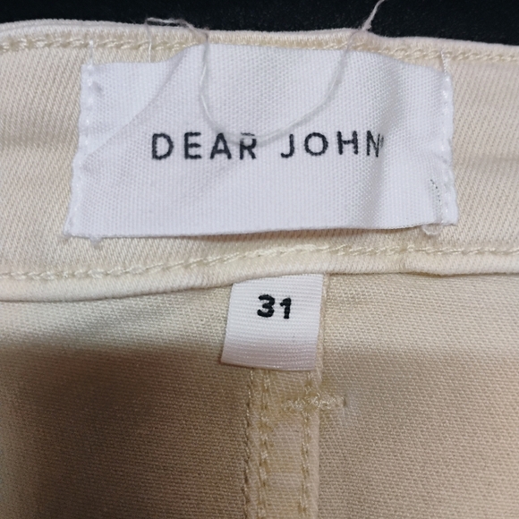 Dear John Ivory Jeans Pants Womens 12 (31) Jeanne Flare Stretch Patch Pockets B - Picture 2 of 9